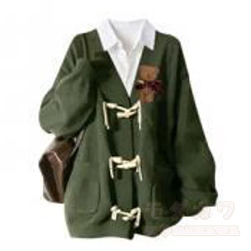 Dreiteiliges Set: Strickjacke mit Knöpfen, gestreiftes Hemd, langer Rock - Hemd und Strickjacke - XL - image 2