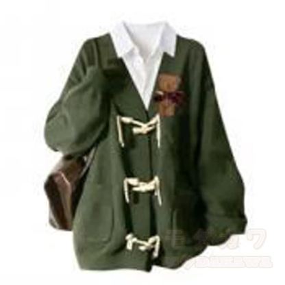 Dreiteiliges Set: Strickjacke mit Knöpfen, gestreiftes Hemd, langer Rock - Hemd und Strickjacke - XL - image 2