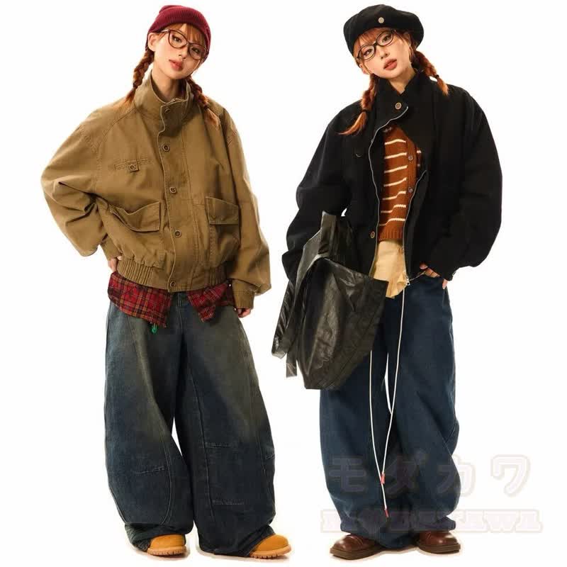 Vintage Stehkragen-Cago-Jacke (locker geschnitten) - image 2
