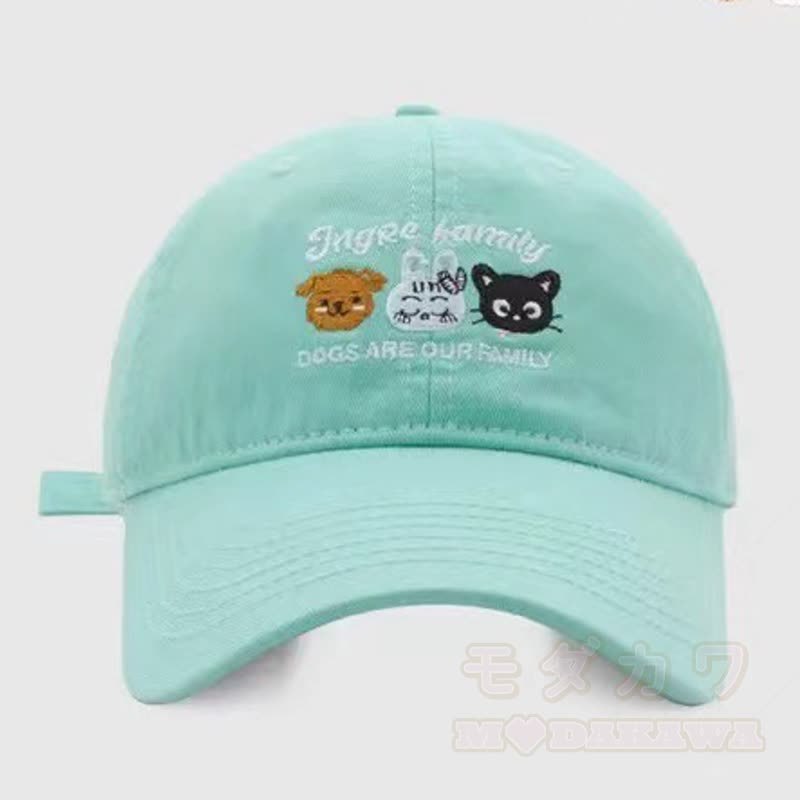 Kawaii-Tierstickerei, verstellbare Baseballkappe für den Alltag, lässig - Grün - One Size - image 2