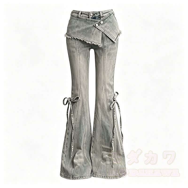 Lagenlook-Jeans mit weitem Bein und ausgestelltem Schnitt - Blau - XL - image 2