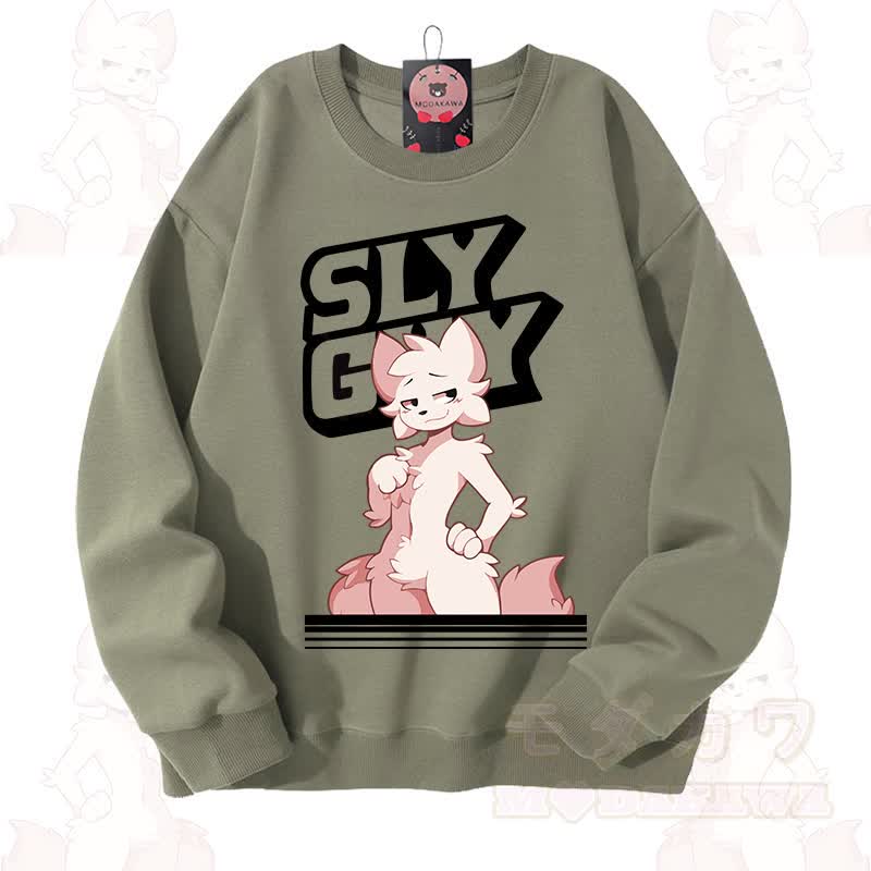MODAKAWA X zarckets SLY GUY Unisex-Sweatshirt mit niedlichem Fuchs-Motiv - Hellgrün - 3XL - image 1