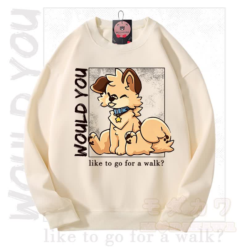 MODAKAWA X Popipeko WOULD YOU Hunde-Grafik Unisex-Sweatshirt - Beige - 3XL - image 1