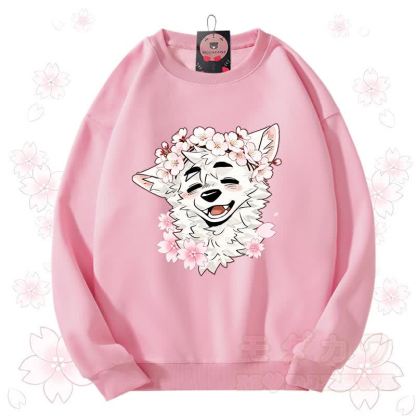 MODAKAWA X atka Sakura Wolf Graphic Unisex Sweatshirt - Rosa - 3XL - image 1
