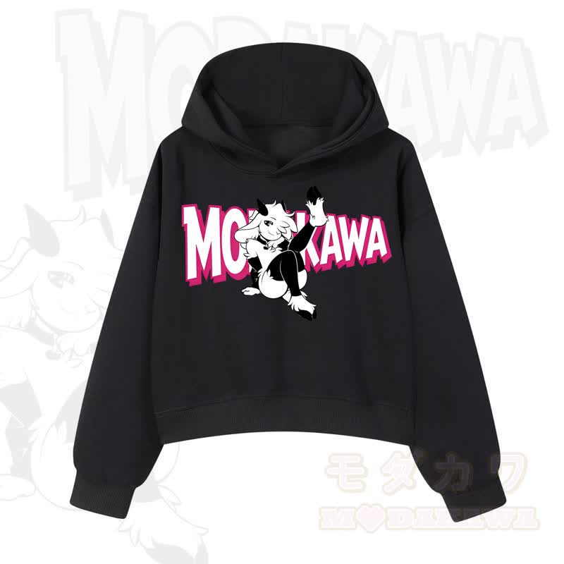 MODAKAWA Langarm-Kapuzenpullover mit Ziegenprint  - Schwarz A - 3XL - image 1