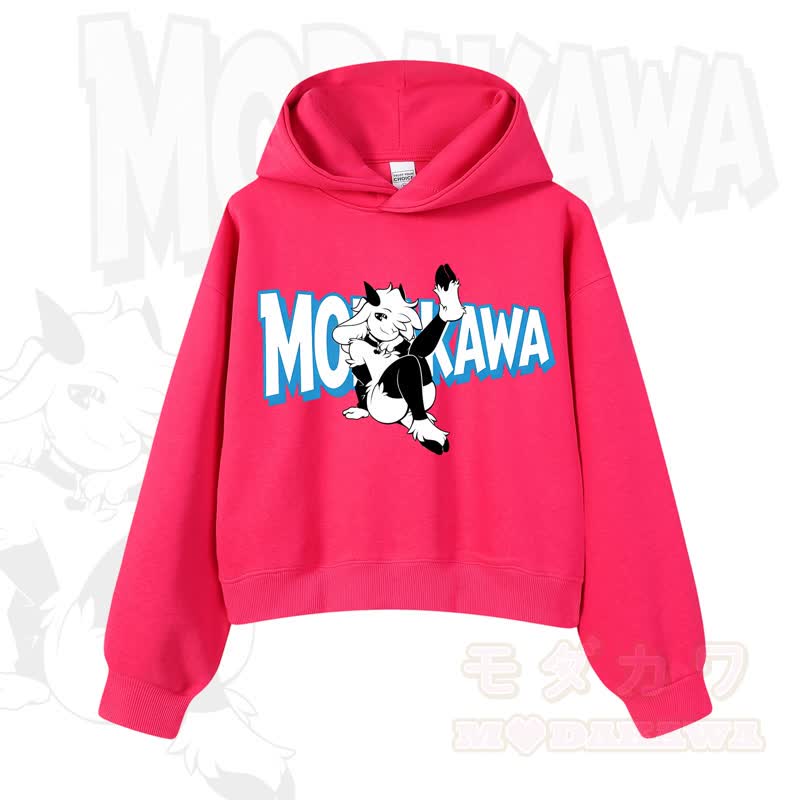 MODAKAWA Langarm-Kapuzenpullover mit Ziegenprint  - Rose B - 3XL - image 9