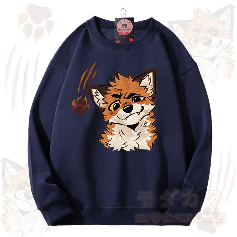 MODAKAWA X atka Fox Graphic Unisex Sweatshirt - Marineblau - 3XL - image 3
