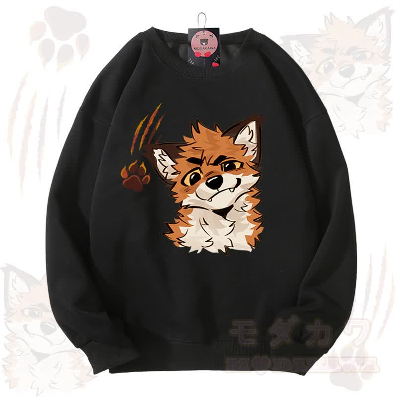 MODAKAWA X atka Fox Graphic Unisex Sweatshirt - Schwarz - 3XL - image 5