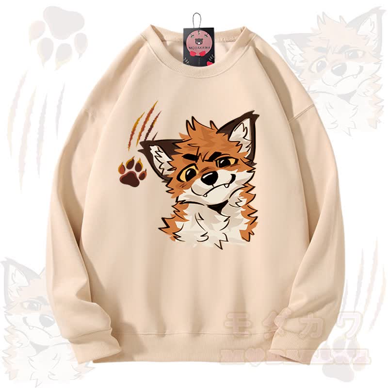 MODAKAWA X atka Fox Graphic Unisex Sweatshirt - Aprikose - 3XL - image 2