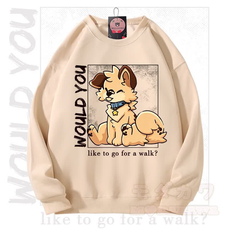 MODAKAWA X Popipeko WOULD YOU Hunde-Grafik Unisex-Sweatshirt - Aprikose - 3XL - image 2