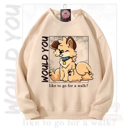 MODAKAWA X Popipeko WOULD YOU Hunde-Grafik Unisex-Sweatshirt - Aprikose - 3XL - image 2