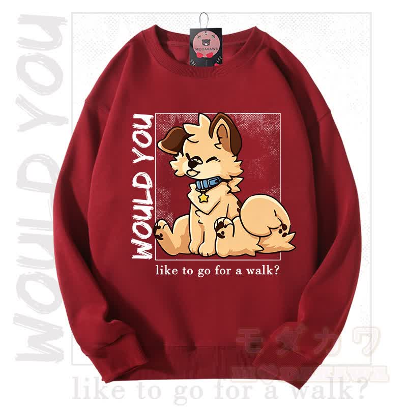 MODAKAWA X Popipeko WOULD YOU Hunde-Grafik Unisex-Sweatshirt - Rot - 3XL - image 16