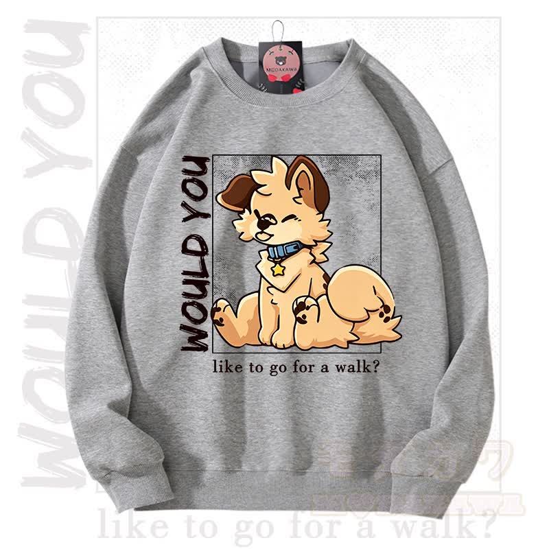 MODAKAWA X Popipeko WOULD YOU Hunde-Grafik Unisex-Sweatshirt - Grau - 3XL - image 14