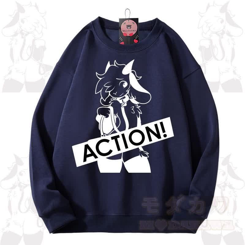 MODAKAWA X zarckets ACTION Goat Graphic Unisex Sweatshirt - Marineblau - 3XL - image 3