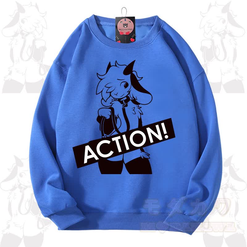 MODAKAWA X zarckets ACTION Goat Graphic Unisex Sweatshirt - Blau - 3XL - image 12