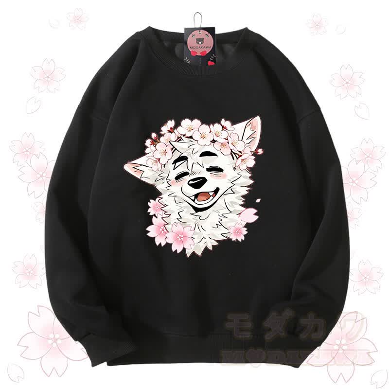 MODAKAWA X atka Sakura Wolf Graphic Unisex Sweatshirt - Schwarz - 3XL - image 5