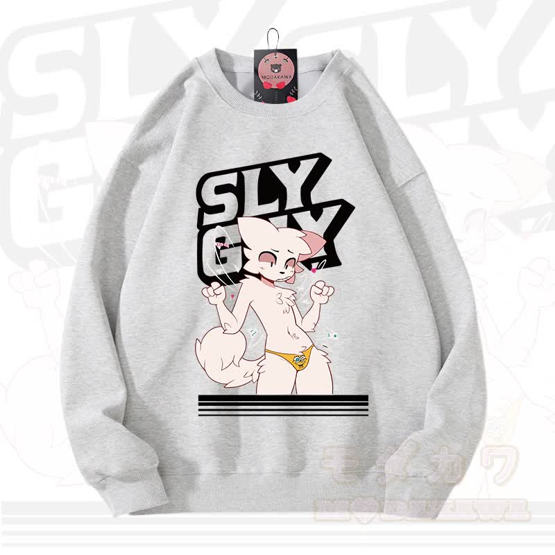 MODAKAWA X zarckets SLY GUY Fuchs Grafik Unisex Sweatshirt - Hellgrau - 3XL - image 2