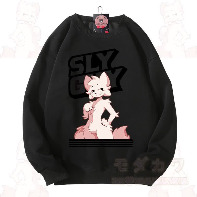 MODAKAWA X zarckets SLY GUY Unisex-Sweatshirt mit niedlichem Fuchs-Motiv - Schwarz - 3XL - image 7