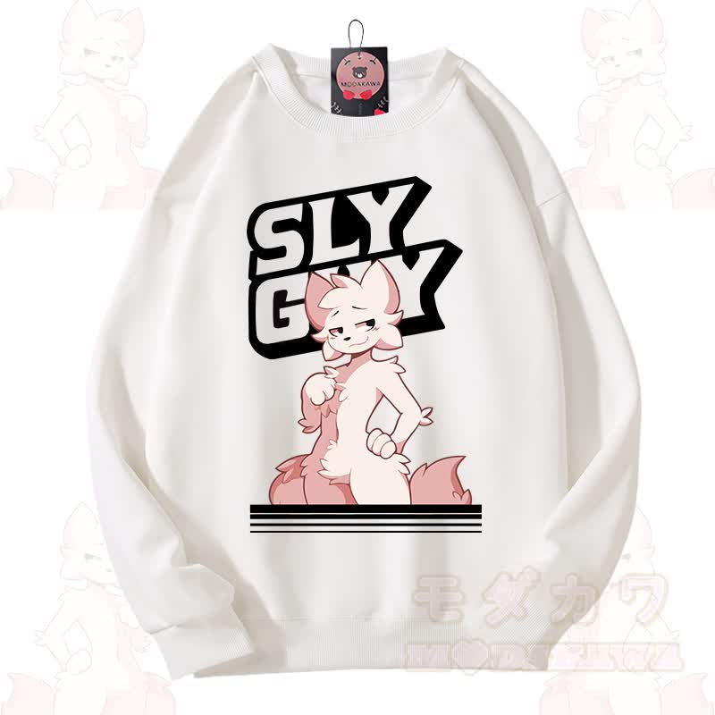 MODAKAWA X zarckets SLY GUY Unisex-Sweatshirt mit niedlichem Fuchs-Motiv - Weiß - 3XL - image 6