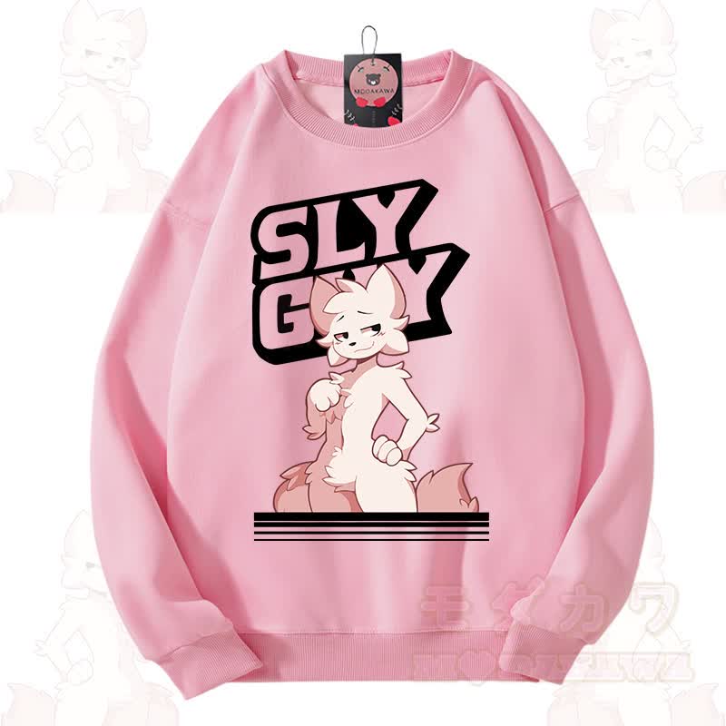 MODAKAWA X zarckets SLY GUY Unisex-Sweatshirt mit niedlichem Fuchs-Motiv - Rosa - 3XL - image 4