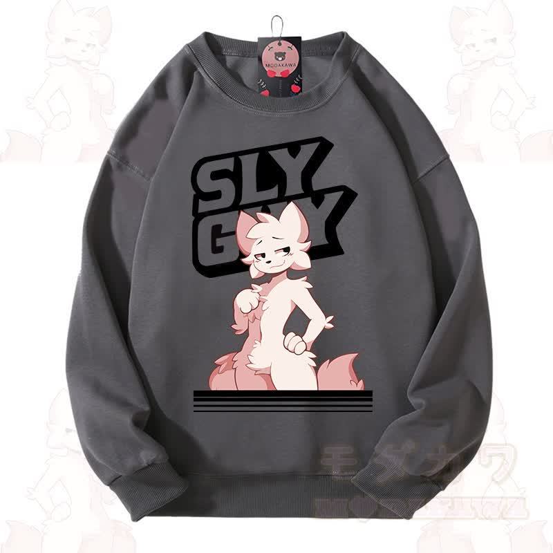 MODAKAWA X zarckets SLY GUY Unisex-Sweatshirt mit niedlichem Fuchs-Motiv - Dunkelgrau - 3XL - image 2