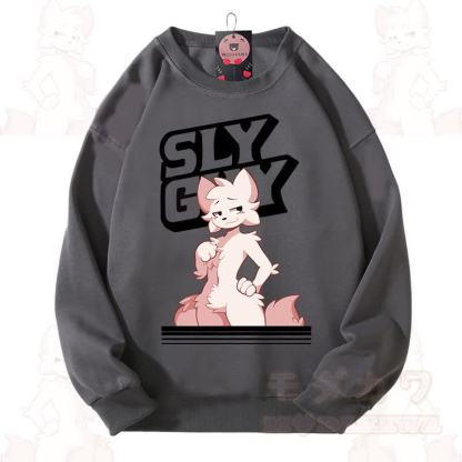 MODAKAWA X zarckets SLY GUY Unisex-Sweatshirt mit niedlichem Fuchs-Motiv - Dunkelgrau - 3XL - image 2