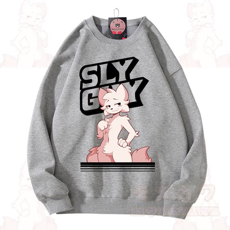 MODAKAWA X zarckets SLY GUY Unisex-Sweatshirt mit niedlichem Fuchs-Motiv - Hellgrau - 3XL - image 3