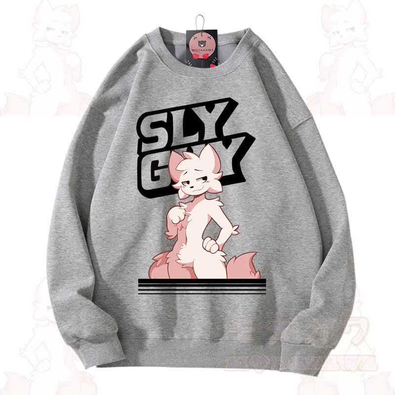 MODAKAWA X zarckets SLY GUY Unisex-Sweatshirt mit niedlichem Fuchs-Motiv - Hellgrau - 3XL - image 3