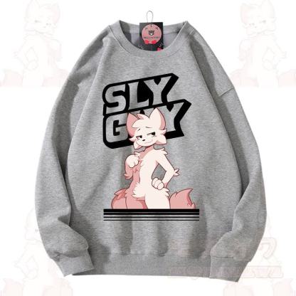 MODAKAWA X zarckets SLY GUY Unisex-Sweatshirt mit niedlichem Fuchs-Motiv - Hellgrau - 3XL - image 3