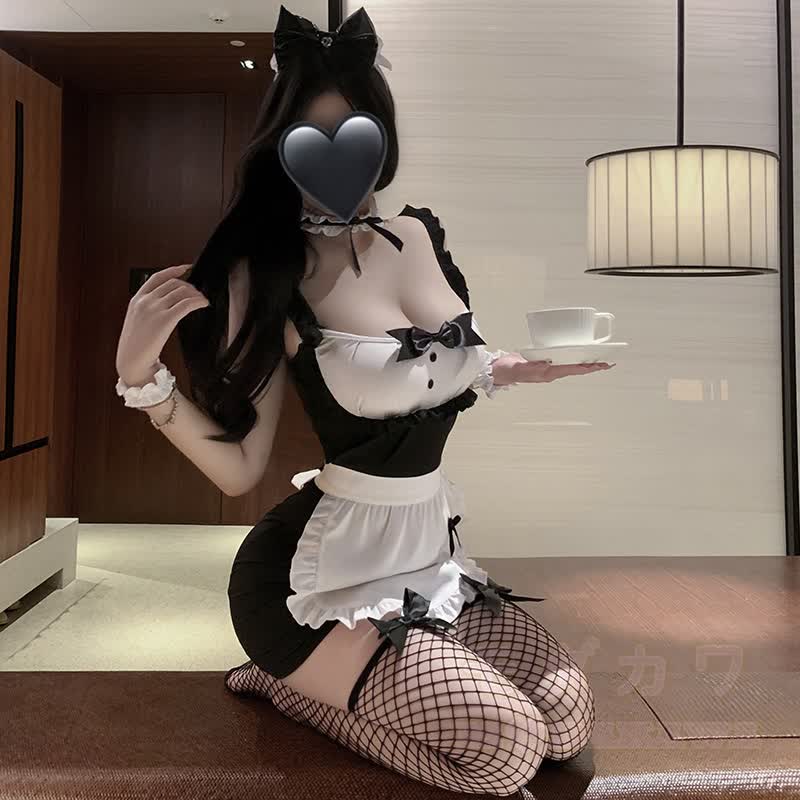 Sexy Schwarz-Weißes Dienstmädchen-Kostüm Cosplay Dessous-Set - image 3