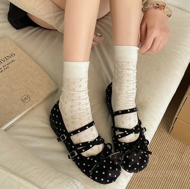 Vintage Mary Jane Ballerinas mit Polka-Dots und Schleife - Schwarz - 40 - image 1