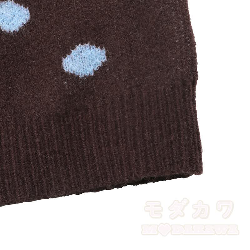 Vintage-Strickjacke mit langen Ärmeln und Polka-Dots - image 5