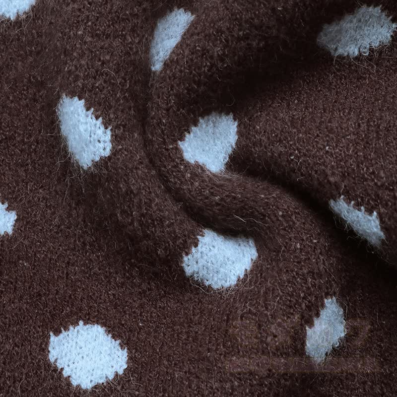 Vintage-Strickjacke mit langen Ärmeln und Polka-Dots - image 8