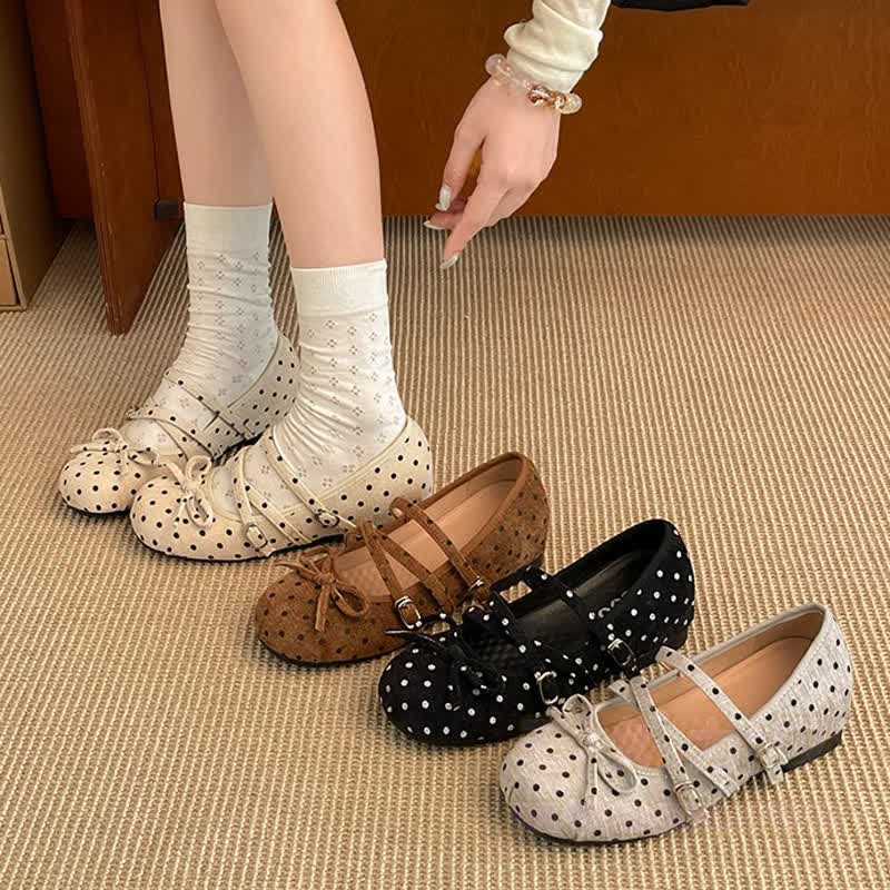 Vintage Mary Jane Ballerinas mit Polka-Dots und Schleife - image 2