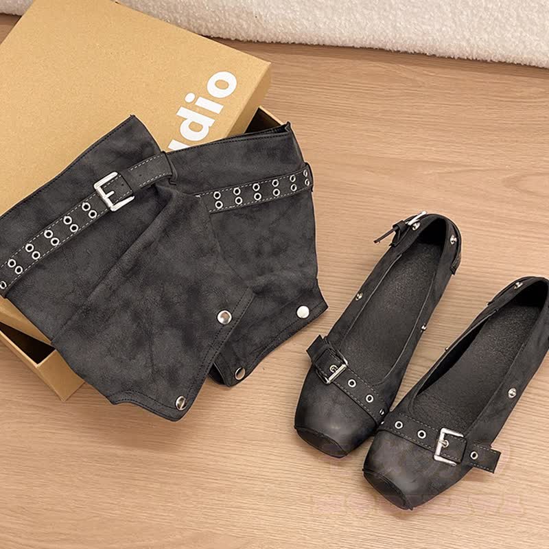 Vintage-Stiefeletten mit abnehmbarem Schnallenriemen und beidseitig tragbarem, mittelhohem Absatz - image 8