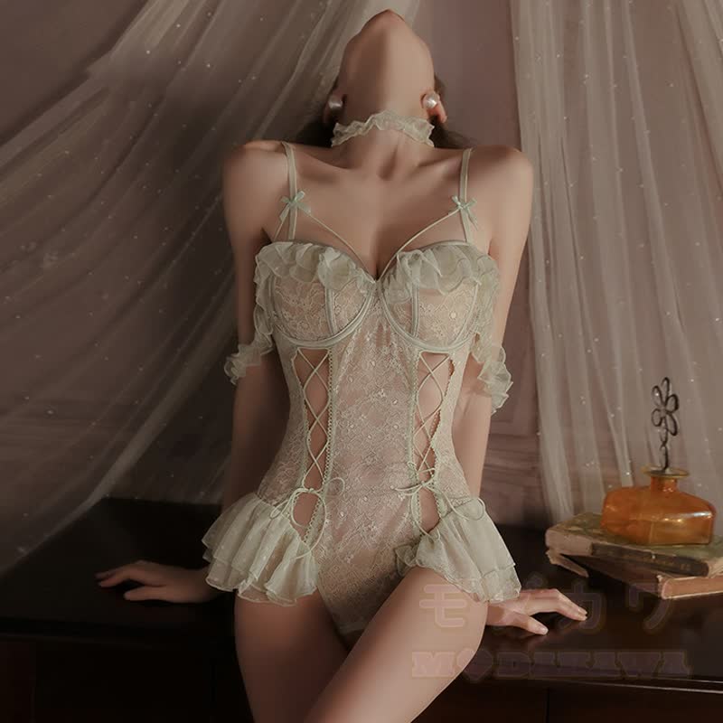 Sexy Sweet Perspective Mesh Suspender Bodysuit - image 5