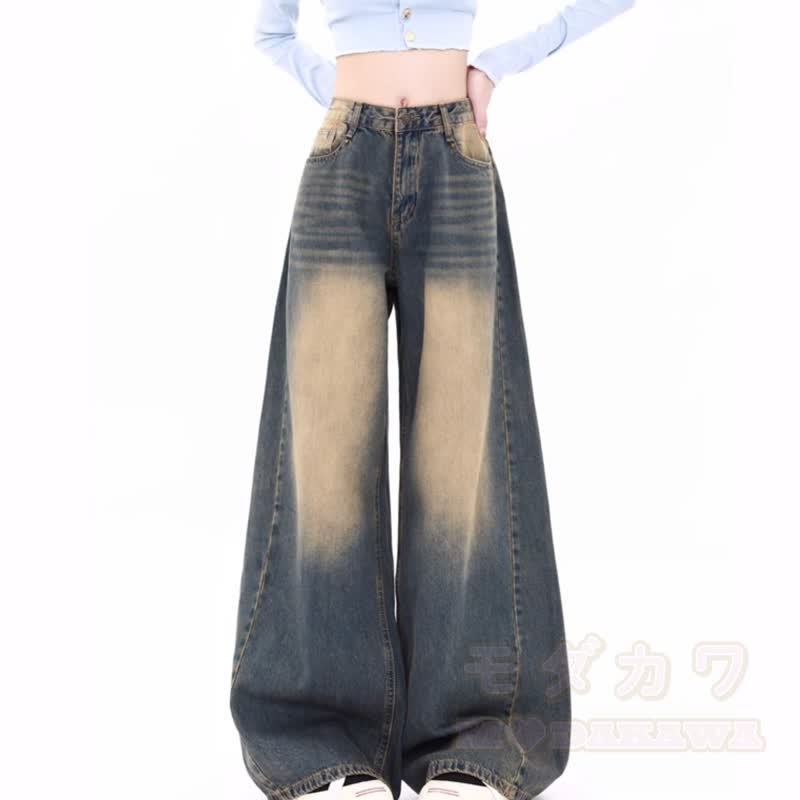 Dreiteiliges Set im Vintage-Preppy-Stil: Streifenhemd, Strickweste, ausgestellte Jeans. - Hose - 4XL - image 5