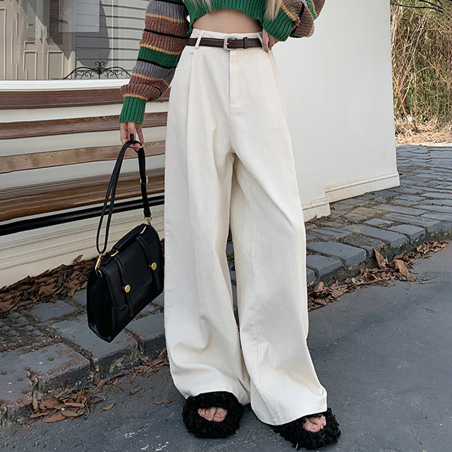 Lässige, fleecegefütterte Cordhose mit weitem Bein - Aprikose (mit Fleece gefüttert) - XL - image 8