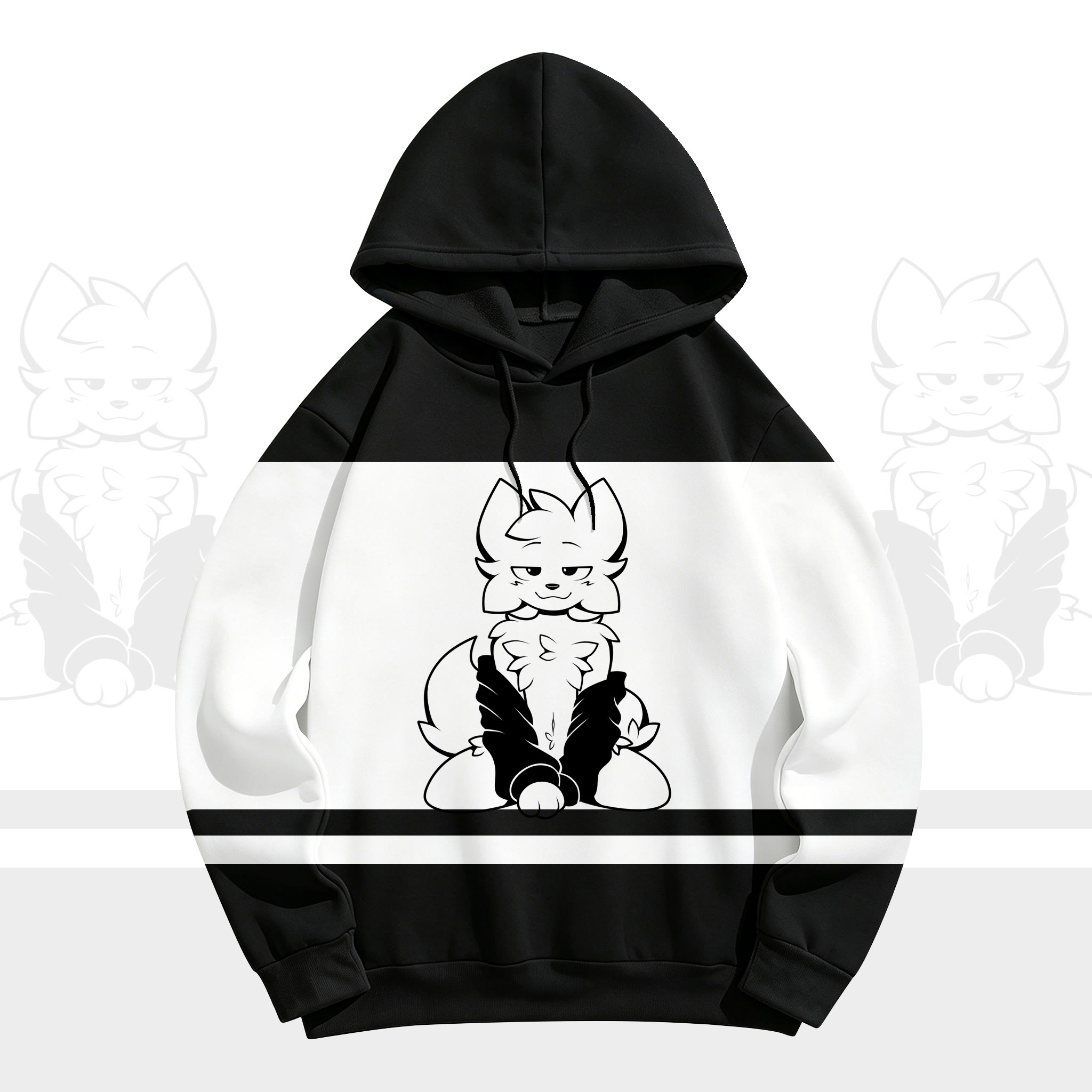 MODAKAWA X zarckets Chic Anime Fox Graphic Hoodie Sweatshirt - Schwarz - 5XL - image 2