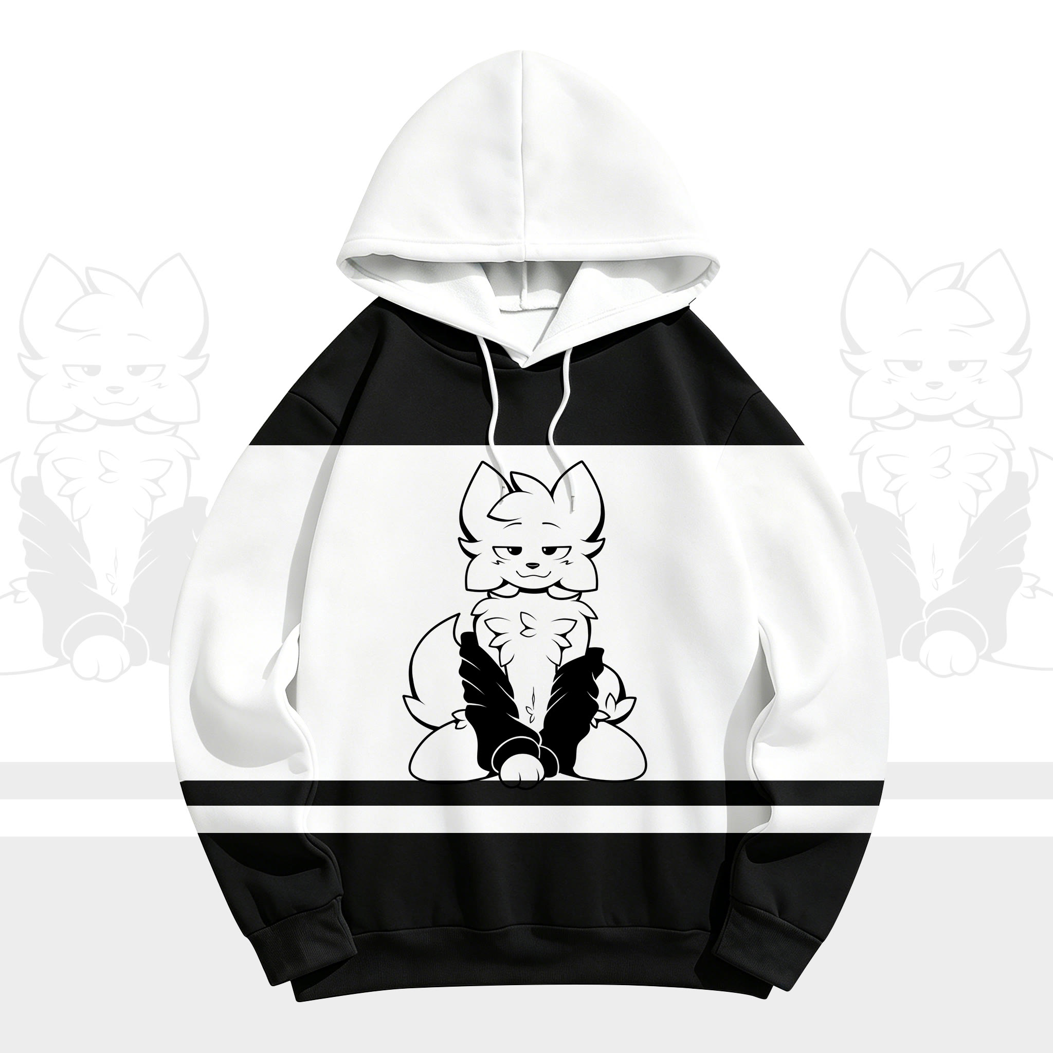MODAKAWA X zarckets Chic Anime Fox Graphic Hoodie Sweatshirt - Weiß - 5XL - image 1