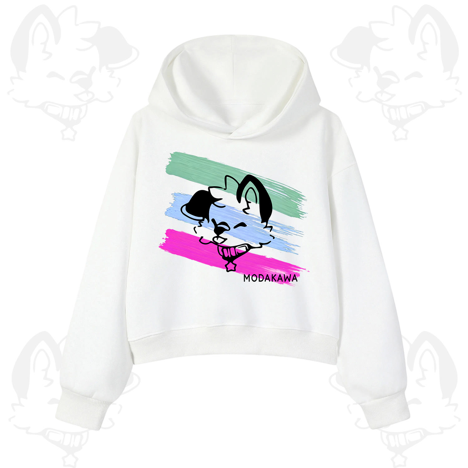 MODAKAWA X popipeko Buntes Hoodie-Sweatshirt mit niedlichem Welpenprint - Weiß - 3XL - image 1