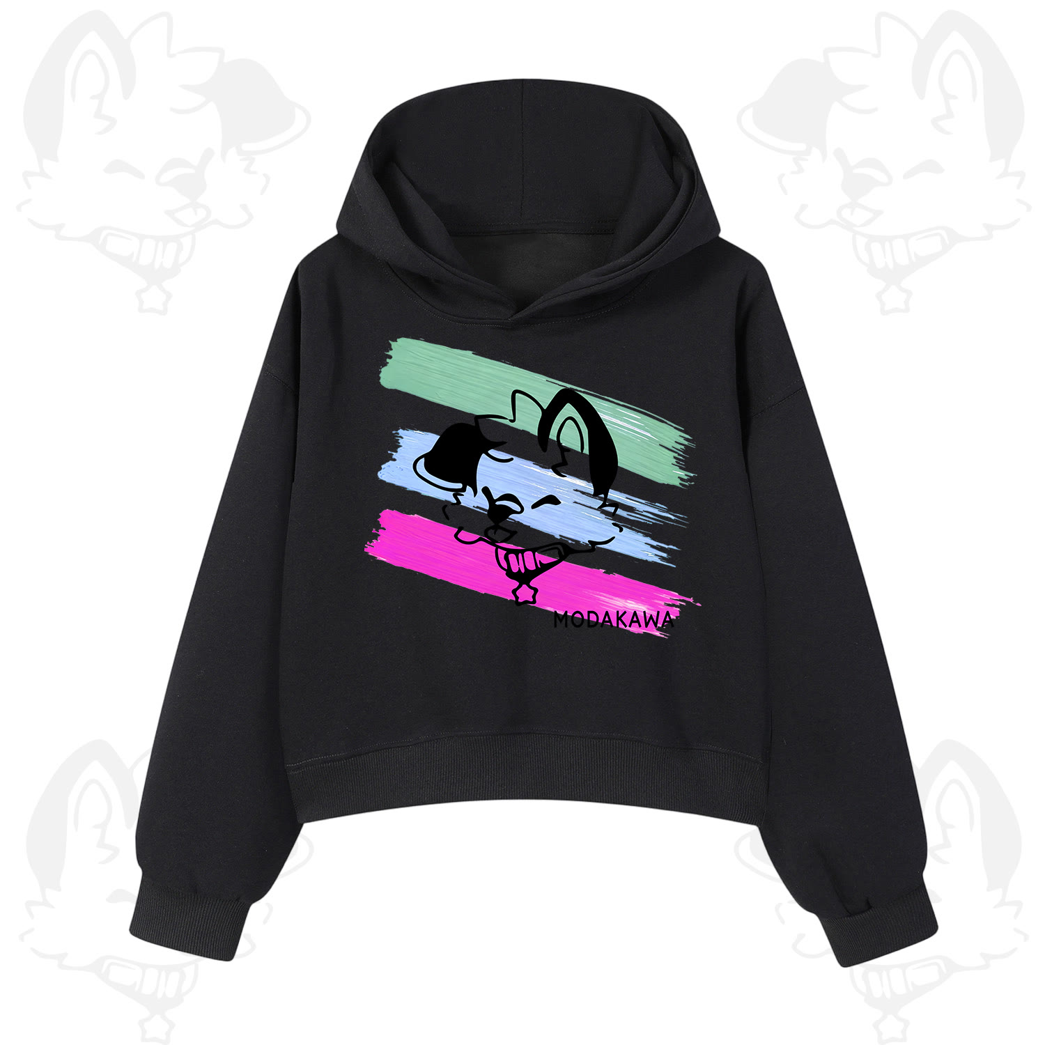MODAKAWA X popipeko Buntes Hoodie-Sweatshirt mit niedlichem Welpenprint - Schwarz - 3XL - image 2
