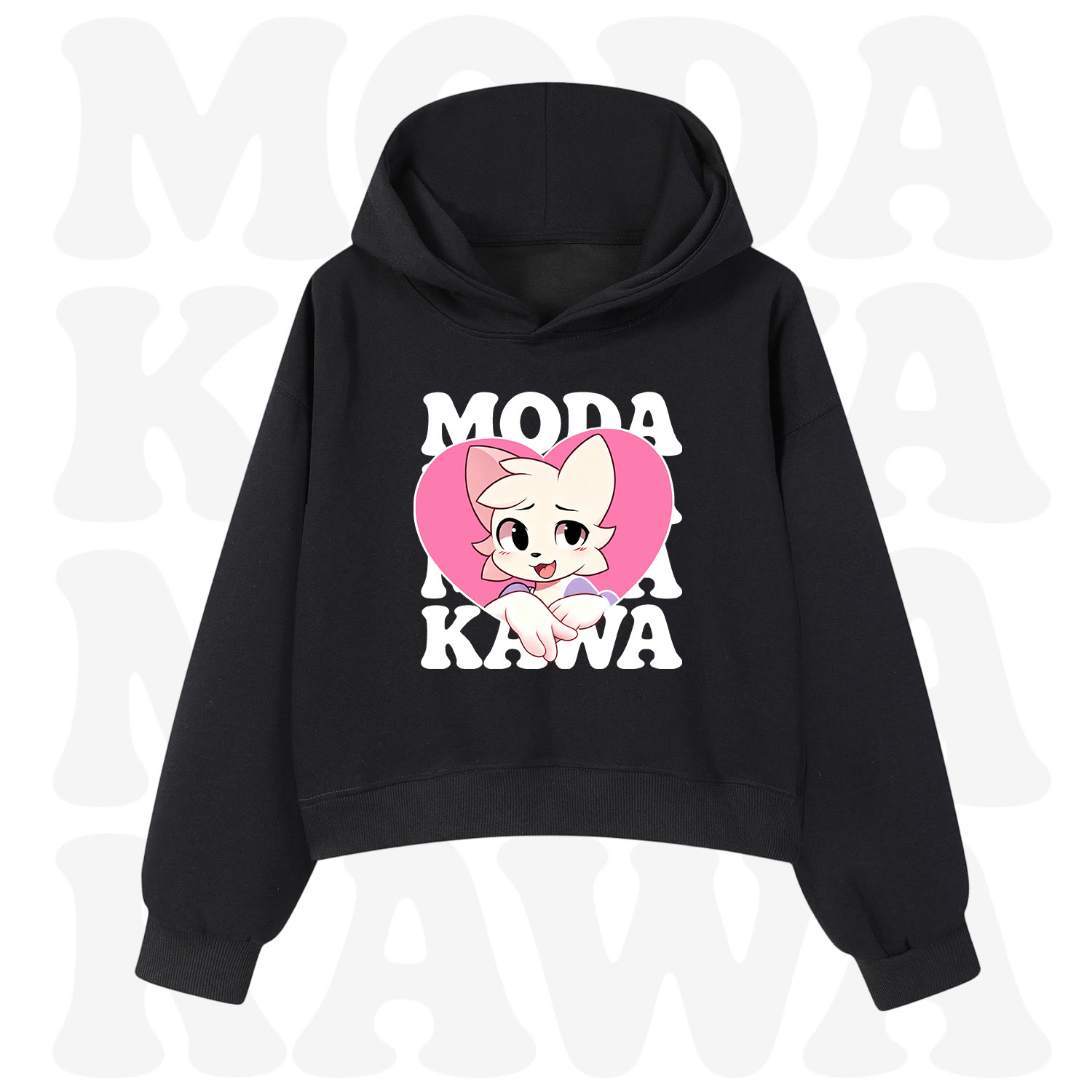  MODAKAWA X zarckets Anime Fuchs Herz Grafik Hoodie Sweatshirt - Schwarz - 3XL - image 2