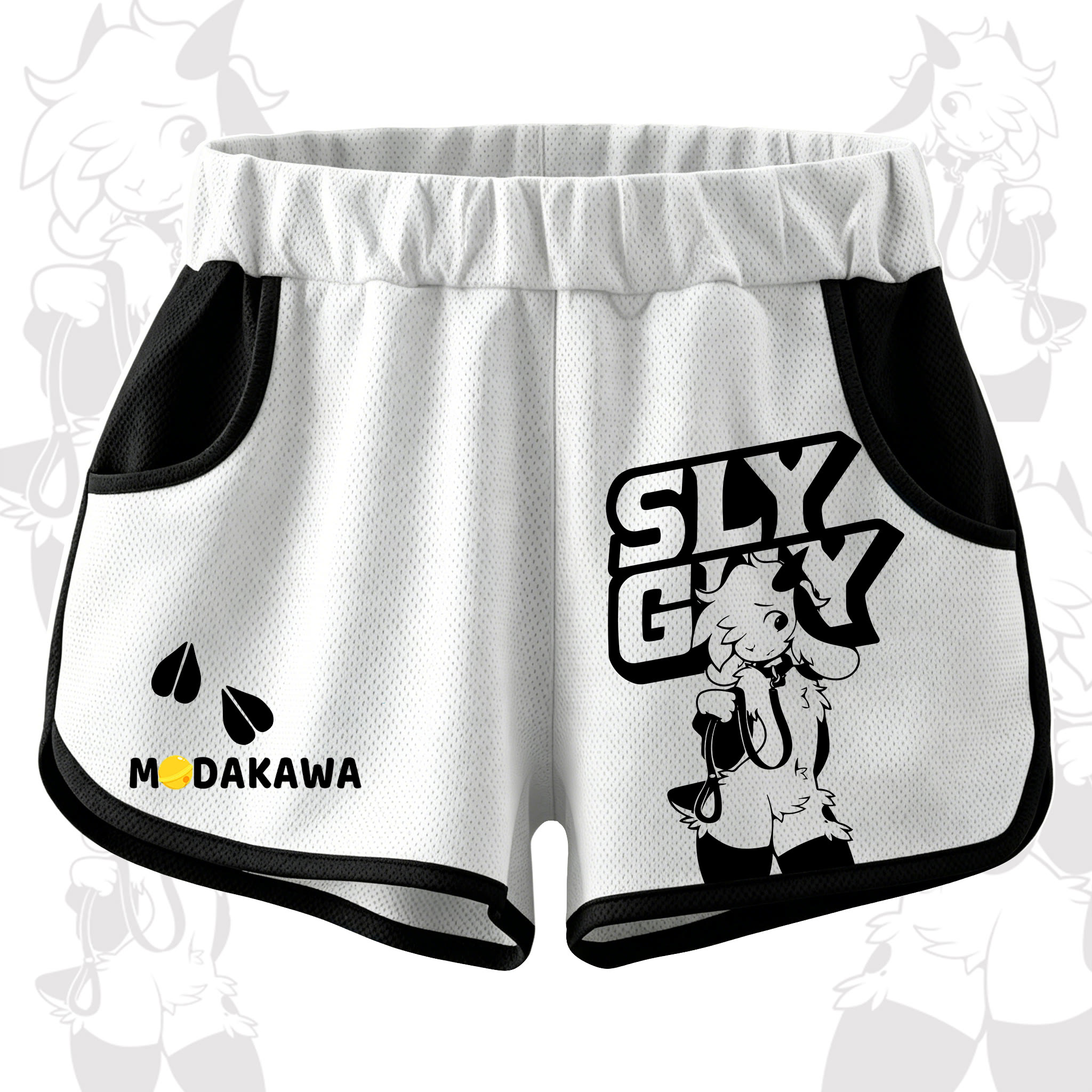 MODAKAWA X zarckets SLY GUY Anime Goat Print Casual Shorts - Schwarz - 5XL - image 1