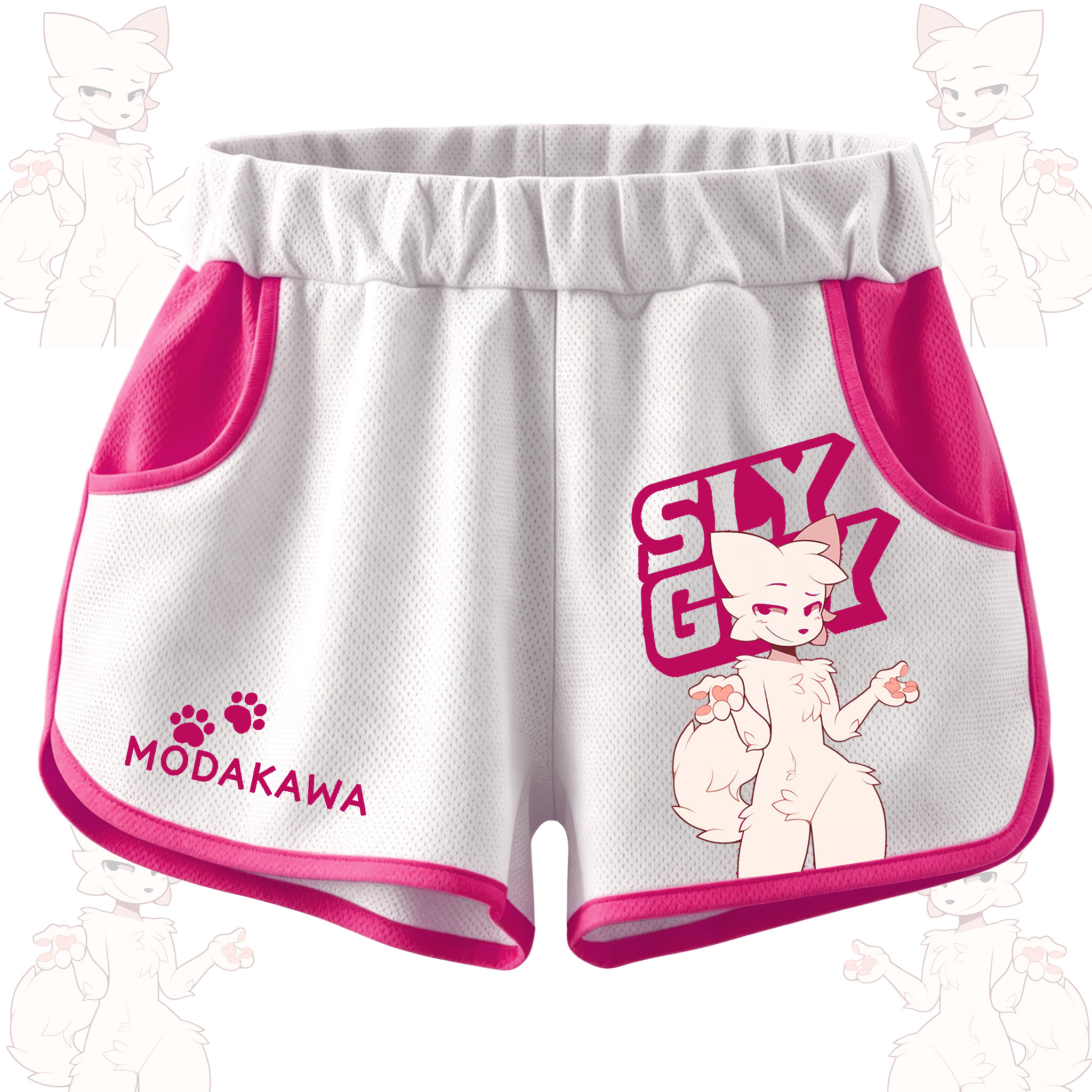 MODAKAWA X zarckets SLY GUY Anime Fox Print Casual Shorts - Rosenrot - 5XL - image 1