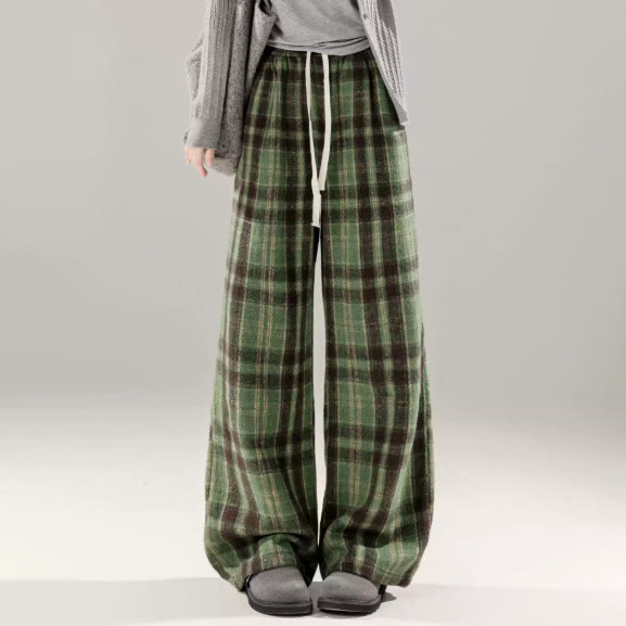 Zweiteiliges Set aus lockerem Pullover und karierter, weit geschnittener Hose - Hose - XL - image 4