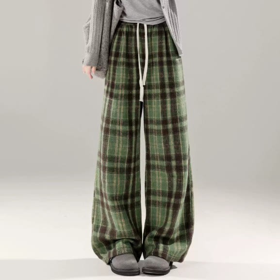Zweiteiliges Set aus lockerem Pullover und karierter, weit geschnittener Hose - Hose - XL - image 4
