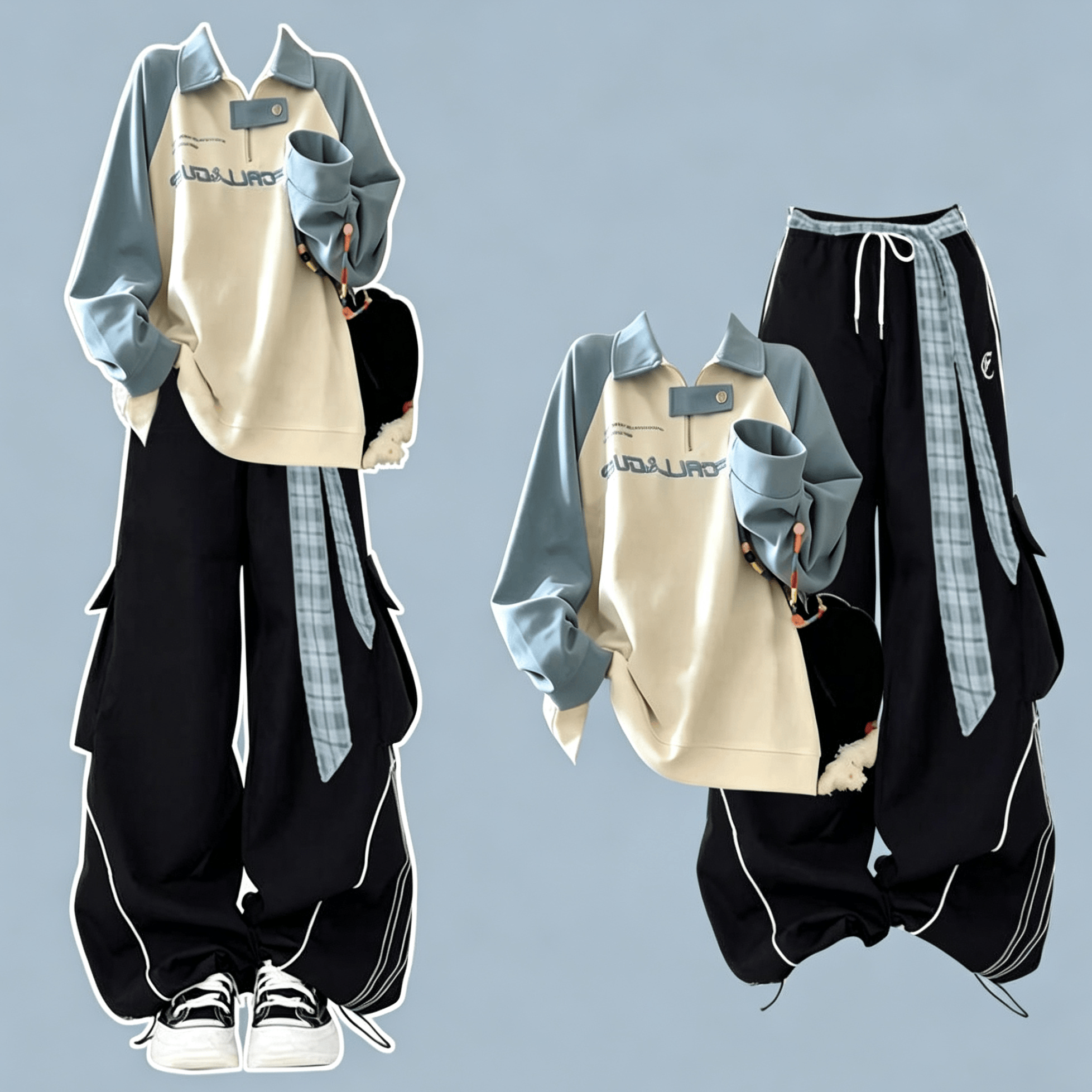 Zweiteiliges Set aus Sweatshirt und Cargohose im amerikanischen Stil - Satz - XL - image 1