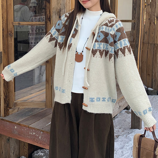 Dreiteiliges Set aus Maillard-Strickcardigan, Basic-Top und brauner Hose - Pullover + Hemd - XL - image 2