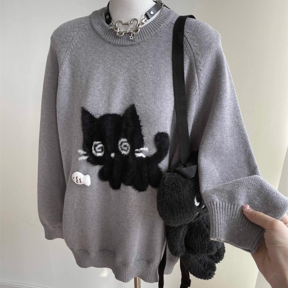 Schickes zweiteiliges Set aus grauem Pullover und Rock - image 3